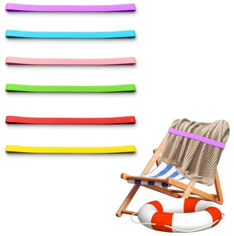 YUZNA 6 pièces,Extra grandes bandes élastiques en silicone,Bandes de serviette de plage,Élastique large,Bande caoutchouc,Pour chaises de plage,Accessoires de plage (30 x 1 cm) (Multicolore)