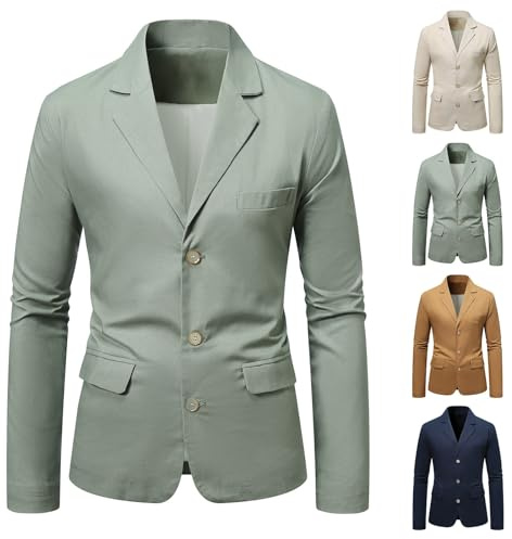 Blazer casual intelligenti per uomo blazer in cotone lino morbido cotone slim fit giacche da sposa vestibilità regolare cappotti sportivi comodi cappotti sportivi a tinta unita risvolto capispalla