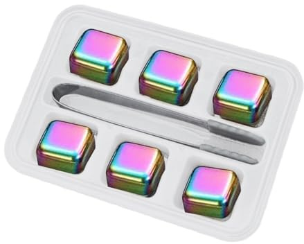 Dasbsug Piedra de enfriamiento reutilizable que no se derrite 4/6/8 con pinzas de acero para mantener las bebidas frías para cócteles, vino, jugos, café, accesorios reutilizables para amantes