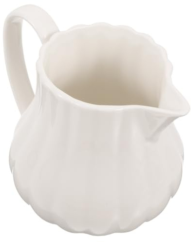 DIYEAH Jarra de Porcelana Blanca Pequeña con Asa Ergonómica Jarra de Resistente y Fácil de Limpiar para Servir Leche y Salsas Casa u Oficina