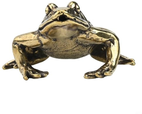 Dekofigur Frosch, antikes Kupfer, handgefertigt, massives Messing, dekorative Figur für Haus und Garten, 6 x 6 x 3 cm, Größe als Tee-Haustier oder Briefbeschwerer