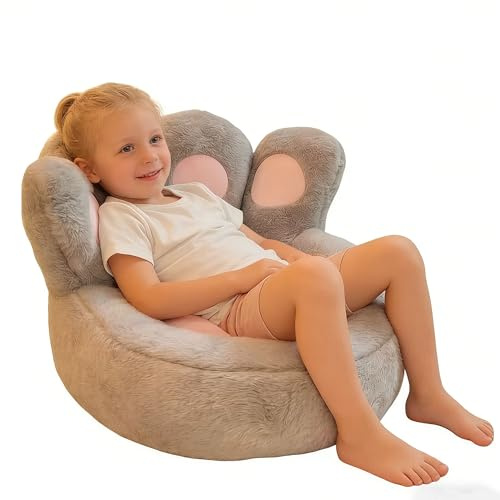 oyptmsh Cojín de Suelo para niños con Forma de Garra de Gato - Puff Suave, sillón bebé para habitación Infantil y Sala de Juegos | Sofá bebé y sillón niños Infantil Seguro (Grey)