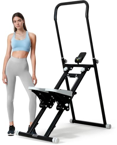 Novonova Stepper Escalier, Stepper Fitness Appartement avec Guidon/Pédale Réglable 3 Niveaux, Vertical Sport Escalader Entraînement Complet avec Ecran, Stair Steppers Climber Compact Noir Charge 100KG