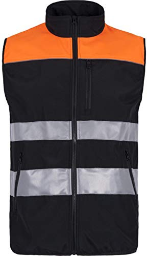 WORKTEAM Chaleco Alta Visibilidad Softshell, Tejido Ripstop y con Cintas Reflectantes, Cortavientos Repelente al Agua y Alta Capacidad Térmica, Certificado EN 17353 y EN 14058. Unisex
