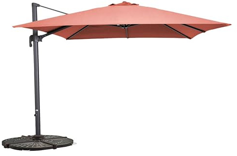 Oviala Parasol déporté 3x3m Rotatif et 4 Dalles lestées Terracotta