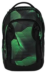 Satch match plus Schulrucksack, erweiterbar auf 35 Liter, ergonomisch, mit Fronttasche Seismic Green - Schwarz