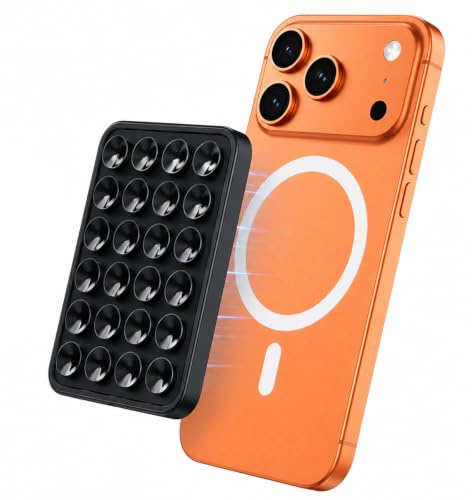 JOVYTH Custodia Ventosa per Cellulare, Supporto Magnetico in Silicone con Ventosa, Adatto per Selfie e Registrazione Video, Compatibile con Magsafe, Nero