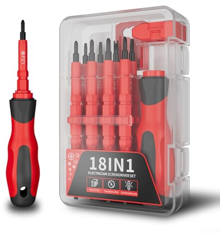 Set di cacciaviti isolati 18 in 1, 220 V, strumenti di riparazione per elettricisti con magnetizzatore, impugnatura antiscivolo per PH scanalato per punte Torx