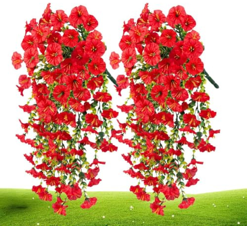 Generisk petunia konstgjorda blommor för utomhusbruk 2 stycken trädgårds-konstgjorda blommor