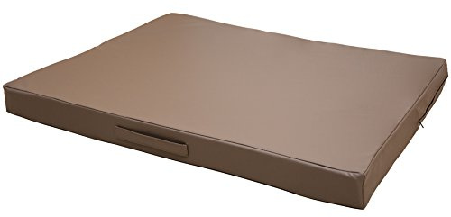 CopcoPet Orthopädische Hundematte Kunstleder Mocca 80 x 60 Hundekissen für kleine Hunde, Hundekissen Waschbar, Wasserabweisend, kühl hundematte, hundematratze, Outdoor hundebett 8cm dick