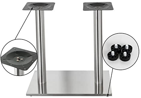 Melko Tischgestell Tischuntergestell Doppelsäule Edelstahl 70x40x72 cm