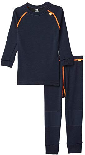 Helly Hansen HH LIFA Merino Baselayer Thermal Conjunto de Camisa y Pantalon, Unisex niños, Azul Marino, 2