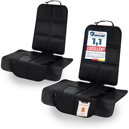 LIONSTRONG® Car Seat Protector for Child Seat [ISOFIX compatible]- Seat Cover for Infant Seat waterproof - Carseat Seat Protectors Baby - Car Seat Mat Dirt resistant - black 2 pieces