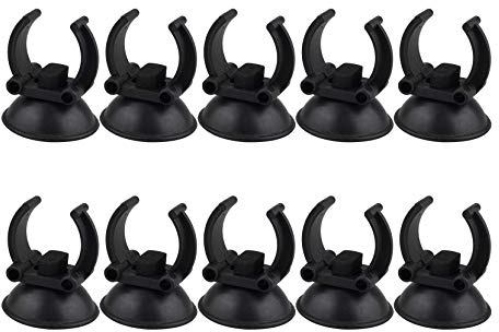 HALJIA Saugnäpfe für Aquarium, 23 mm, für Luftschlauch, Luftschlauch, Luftleitung, Halterung, Saugnapf, für Aquarien, Schwarz, 10 Stück