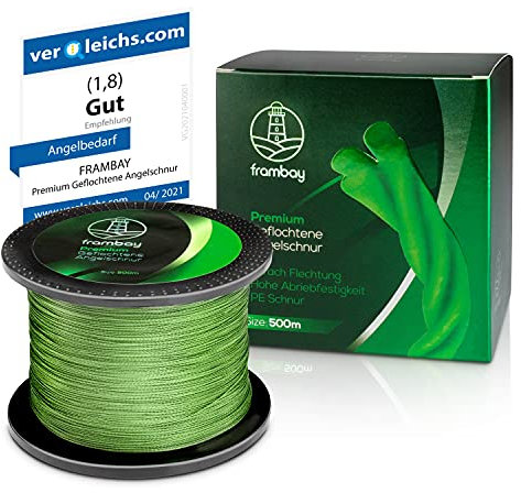Frambay Geflochtene Angelschnur mit starker 4-Fach Flechtung I Angelschnur geflochten und flexibel I Fishing Line, Angelsehne, Angel Schnur - 150m (0,33mm)