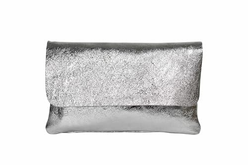 AmbraModa GLX11 - Damen Umhängetasche, Clutch, Handytasche aus echtem Leder mit abnehmbarem und verstellbarem Schultergurt, geeignet für Handys und Tablets bis zu 7 Zoll