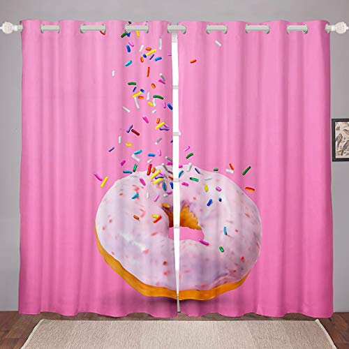 tenda con stampa a ciambelle stravaganti da dessert, tende per finestre e ragazzi, colori vivaci, per decorare la camera da letto, 66 x 72