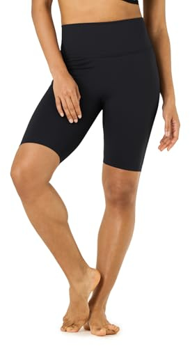 LAPASA Short de Sport & de Yoga Femme Legging Court Cycliste Fitness Gym Pilates Taille Haute Gainant Amincissant sans Poches L52A1 Noir XXL