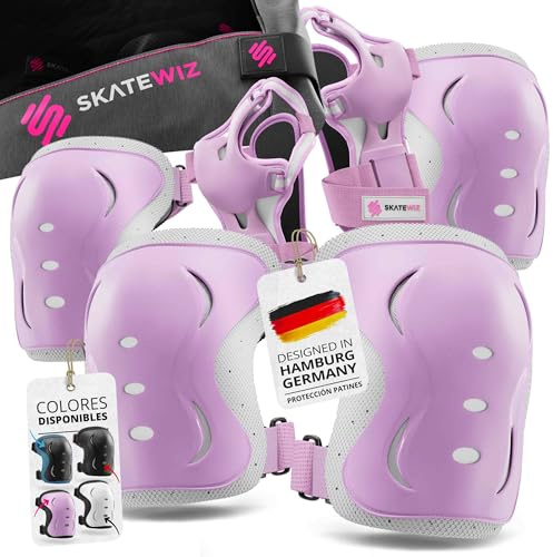 SKATEWIZ Kit de Protection Roller Enfant - Protection Skateboard Enfant, Adolescents et Adulte [6 pièces] avec Genouillères, Coudières et Protège-Poignets