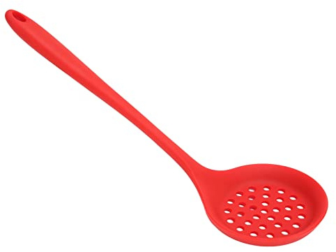 Silicone Filter Spoon, 2 Pieces Silicone High Temperature Resistant and Durable Skimmer Strainer Slotted Spoon Comfortable Grip Silicone Scoop Ladle with Hanging Hole for Filter Vegetable Pasta