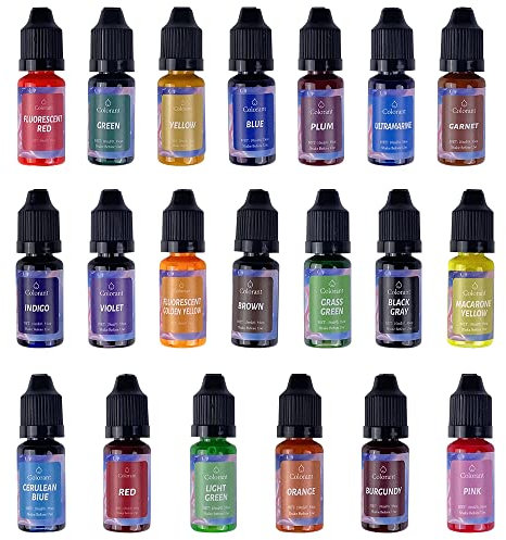 Gvolatee Kerzenfarben - 20 Farben Flüssig Kerzenfarbe für DIY Kerze, Kerzenherstellung - Hochkonzentriert Kerzenwachsfarbe Dye auf Gelwachs - je 10ml