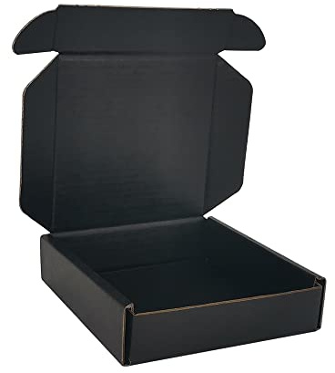 CH-BOX CM441B Versandkartons, Wellpappe, 10,2 x 10,2 x 2,5 cm, Schwarz, 50 Stück