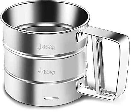 Stainless Steel Flour Sieve and Sifter, Fine Mesh Baking Tool for Sugar and Coffee Powder, Silver