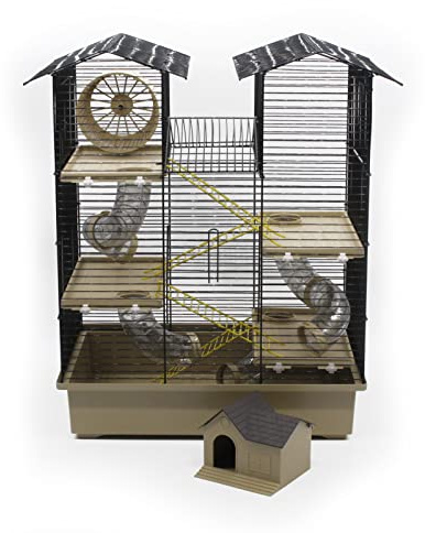 ZooPaul Nagerkäfig Hamsterkäfig XXL mit Zubehör Maus Hamster Käfig Tunnel Haus (Beige)