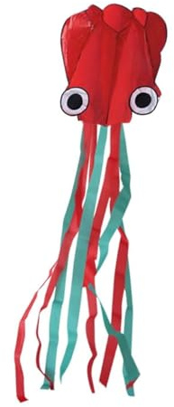 ieron Grandi aquiloni di polpo 12,8 x 2,1 piedi con coda lunga colorata, corda di polpo di molluschi 164 piedi per bambini, attività all'aperto per adulti Gita al parco in spiaggia (Rosso)