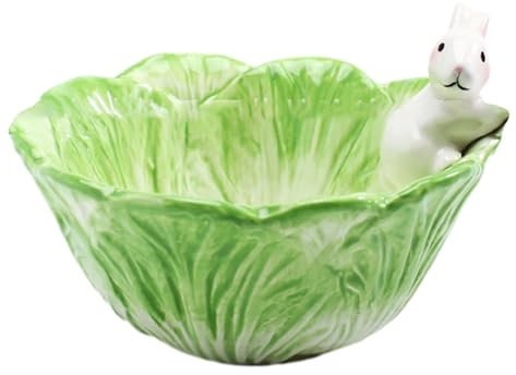 Soulnioi Ensaladera de cerámica, cuenco de cerámica, cuencos de frutas de Pascua, cuencos de ensalada de Pascua, cuencos de postre para Pascua, color verde