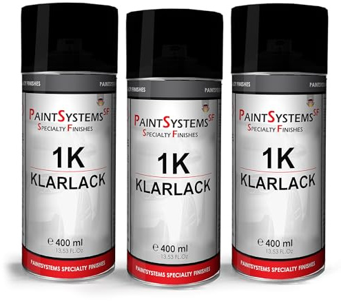 PaintSystems 1K Klarlack Spray, 3 Dosen | Hochglanz, UV-beständig, Acrylharz, Ideal für Auto & DIY