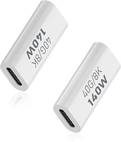 Duttek Coupleur USB C, 40G Adaptateur USB C Femelle vers Femelle PD 140W avec Affichage vidéo 8K@60Hz, Compatible avec Thunderbolt 4/3, MacBook Pro/Air (Lot de 2)