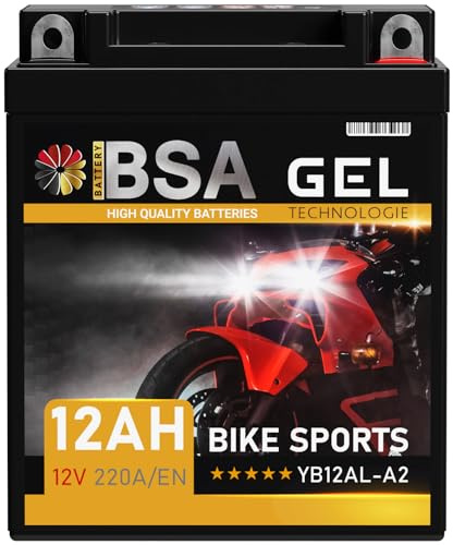 BSA YB12AL-A2 GEL Motorrad-Batterie 12V 12Ah GEL12-12AL 51213 ersetzt 10Ah