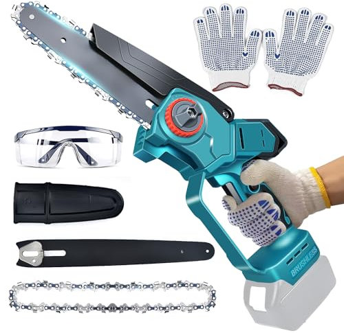 Mini Kettensäge für Makita 18V Akku，1200W Bürstenlose Kettensäge Elektrisch 6&8 Zoll,Akku Kettensägen Handkettensäge für Gartenscheren,Holzschneidenz(Batterien nicht enthalten)