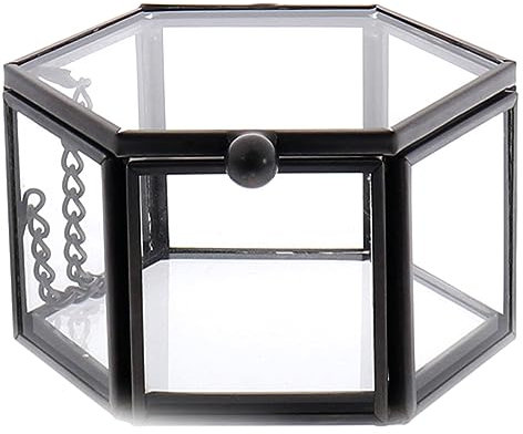 Geometrische Schmuckschatulle aus klarem Glas, Schmuckaufbewahrung, Ringbox, Halsketten, Armbänder, Ohrringe, Schmuckzubehör, Ringe, Aufbewahrungsbox, dekorative Glasbox, Klarglas, Vitrine,