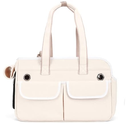 PJDDP Hundebox Auto Katzen Transporttasche - Hundetasche Katzenhandtasche - Flugzeug Zugelassene Hunde Transportbox Tasche Für Reisen Camping,Flesh