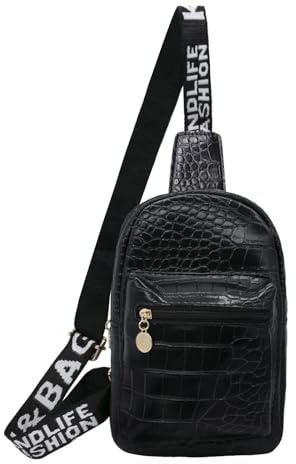 Long Keeper Kunstleder Sling Bag Brusttasche Herren Damen Umhängetasche Schultertasche Kleine Sling Rucksack Crossbody Tasche Wasserdicht für Reise Outdoor