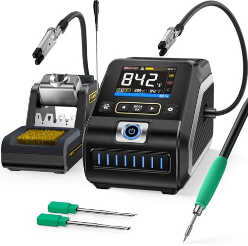FNIRSI DWS-200 200W 210 Precision Digital Soldering Station Kit with 3 F210 Soldering Iron Tips and 2 Helping Hands, Temp Value & Curve Mode, 3 Temperature Storage, Full-Color Display
