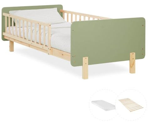 Homestyle4u 90x200 Kinderbett mit Matratze, Rausfallschutz & Lattenrost