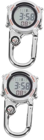 Sosoport 2stücke Multifunktionale Karabiner Taschenuhr Mit Kompass Und Kratzfest Für Outdoor-aktivitäten Wandern Und Camping Präzise Und Richtungsangabe Mit Orangefarbenem Ziffernblatt