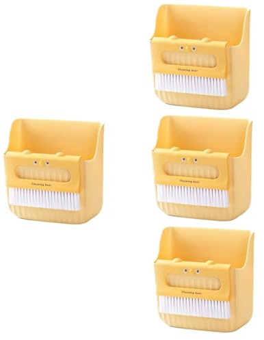 PRETYZOOM 4 Set Set Paletta Scopa Auto Casa Facile Impugnatura della Scopa Cucina Set di Scopa e Paletta Piccola Spazzola e Paletta Pennello per Dettagli Kit Scopa da scrivania pp Yellow