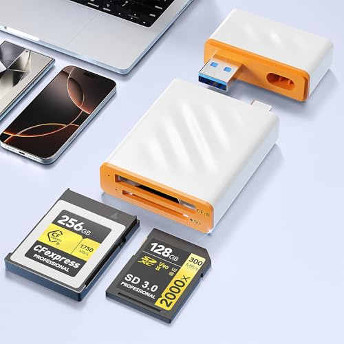 Lector de Tarjetas CFexpress Type B & SD 2 en 1, USB-C/USB-A Dual Connector USB3.0 5Gpbs Adaptador Tarjetas Memoria CFexpress Tipo B & SD/Micro SD Card Reader Compatible con Windows/Mac/Linux/Android