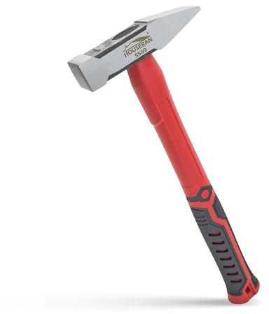 HOUSERAN Engineer Hammer 400g, Sheet Metal Hammer, Cross Peen Hammer with Non-Slip Rubber Grip for Construction, Gardening, Home Improvement