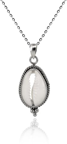 Generisch Soul Island Halskette aus 925er Sterlingsilber mit echtem Kauri-Muschelanhänger, Längenverstellbar 40-45 cm, Nachhaltig handgefertigter Strandschmuck für Sie
