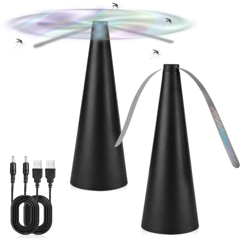 mizikuu 2 Stück USB Fliegenwedler, Mückenschutz Ventilator Tragbar Fliegenventilator Elektrisch Fly Repellent Fan zum Fliegen verscheuchen für Camping oder Restaurants