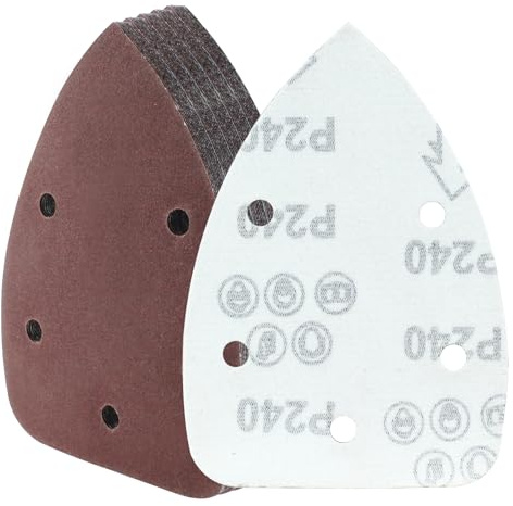 Cjueiom 25 piezas de papel de lija de grano 240, 5 agujeros de papel de lija de ratón con gancho y bucle, lijadora de ratón, hojas de lija de palma para máquina de lija de 140 mm