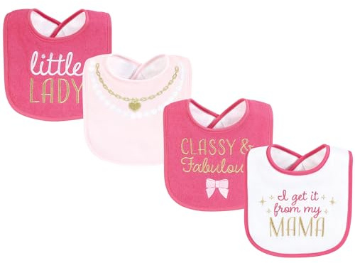 Hudson Baby Infant Girl Cotton Terry Drooler Bibs with Fiber Filling, My Mama, One Size