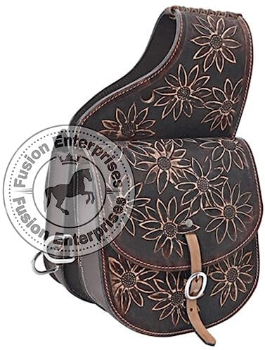 EQUIGEAR Western-Leder-Satteltasche für Pferde | Reitvergnügen Wanderritt geeignet für Reiten und Fassrennen | Satteltasche mit verstellbarem Riemen GRÖSSE: 10X10X3 AS-49