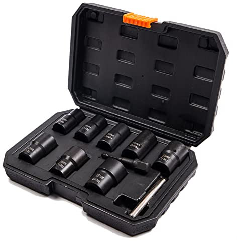 Kit d'extracteurs de boulons - Douille d'extraction de boulons et d'écrous de roue métriques de 9 pièces, kit de retrait de blocage de roue, ensemble d'extracteurs de boulons faciles à retirer pour