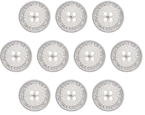 ftiemlovde 4 Loch 10 Knöpfe Silber mit Strass für Strickjacke (A10S 15 mm)